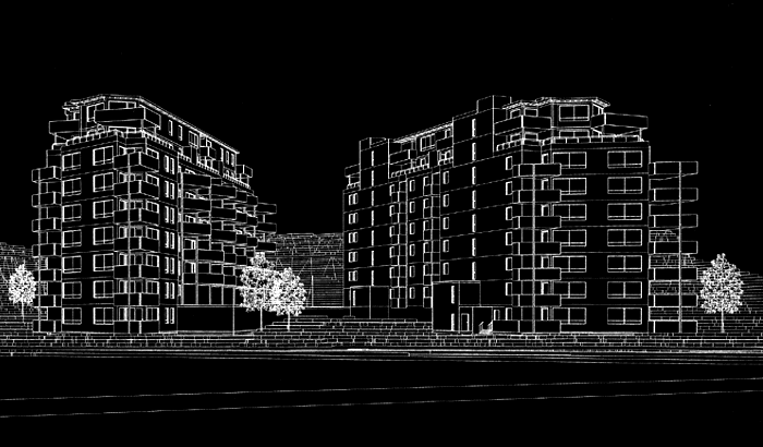 Fasade fra sj&oslash;siden